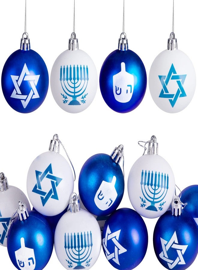 LFUTARI 12pcs 2 inch Hanukkah Ball Ornaments,Star of David Hanukkah Ornament Balls,White and Blue Jewish Menorah Ornaments for Tree Decorations (Blue) - Image 1